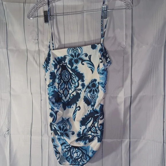 Zara Floral Spaghetti Strap Top With Cinched Sides NWT - Picture 8 of 10